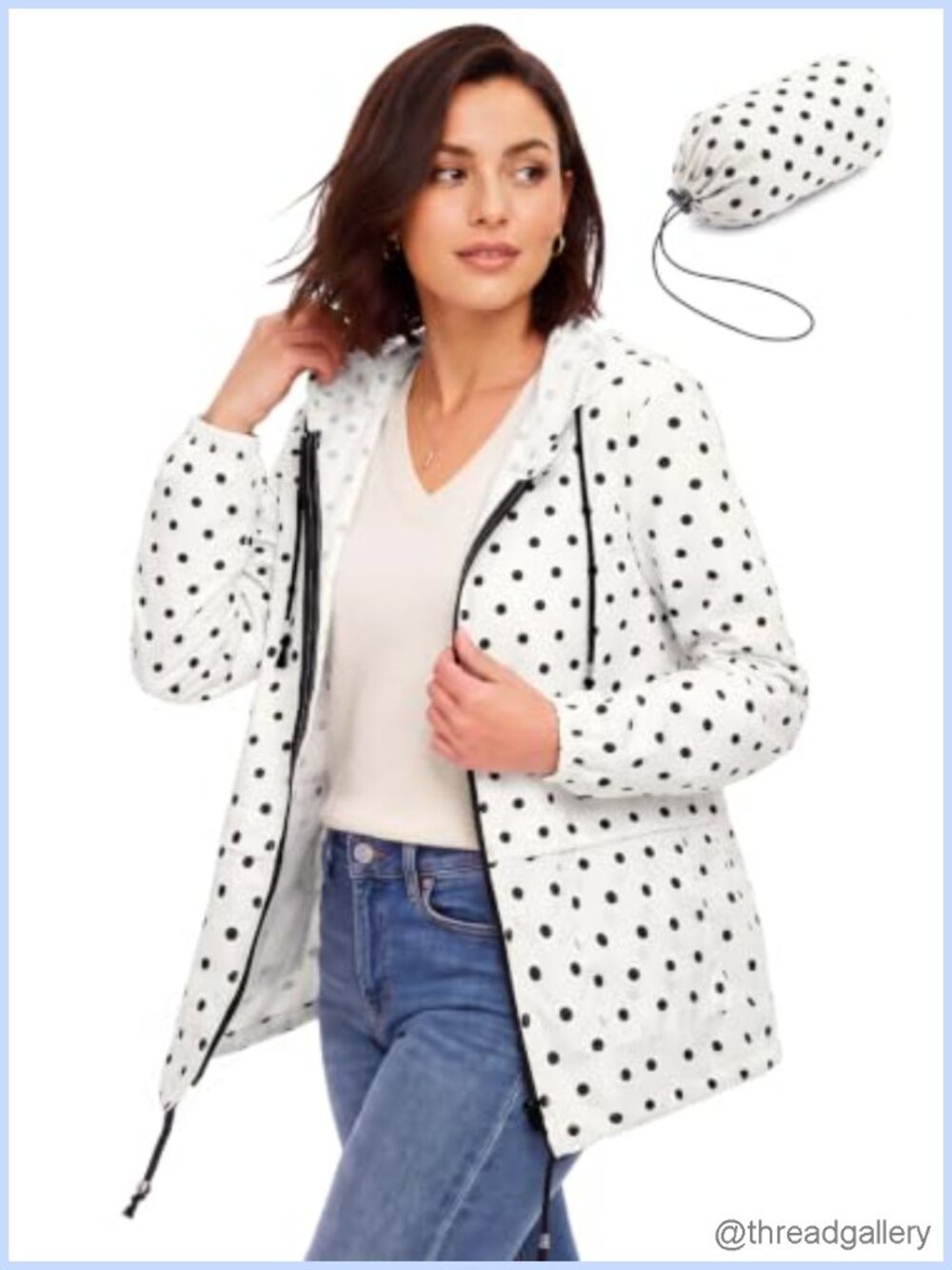 Zando Women's Lightweight Packable Hooded Rain Jacket Water-Resistant Raincoat